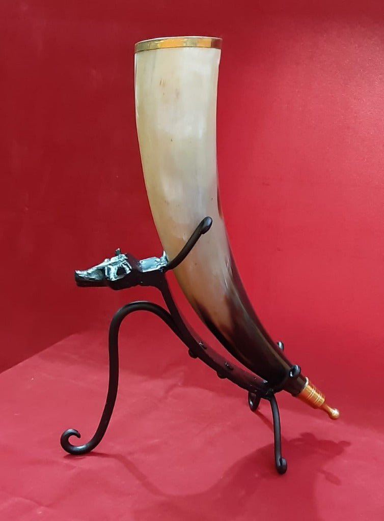 Wolf Head Cast Iron Horn Stand