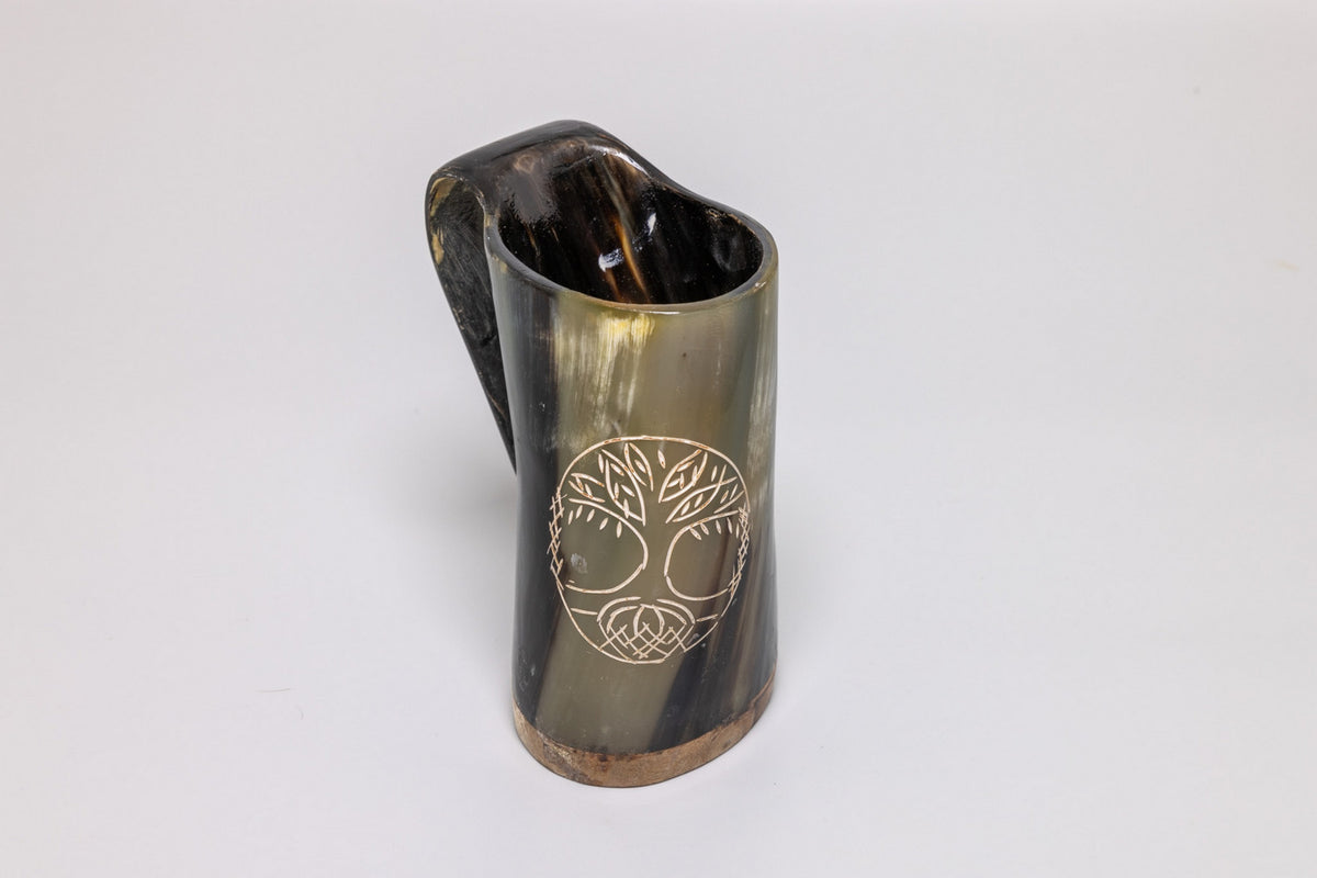 Natural Horn Tankard – Tree Design
