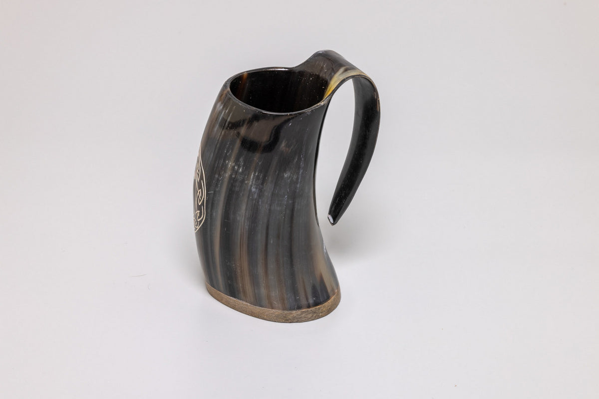 Natural Horn Tankard - Norse Triple Knot Design
