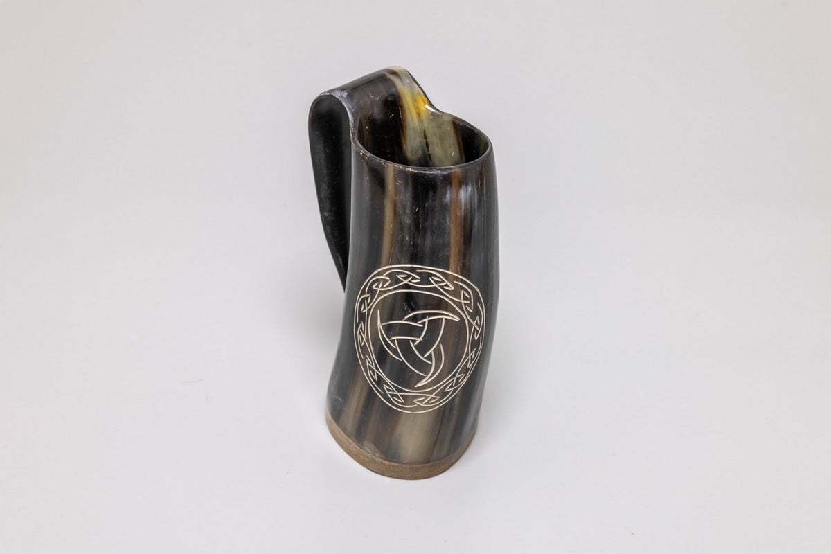 Natural Horn Tankard - Norse Triple Knot Design