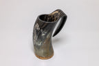 Natural Horn Tankard – Norse Compass and Longship design