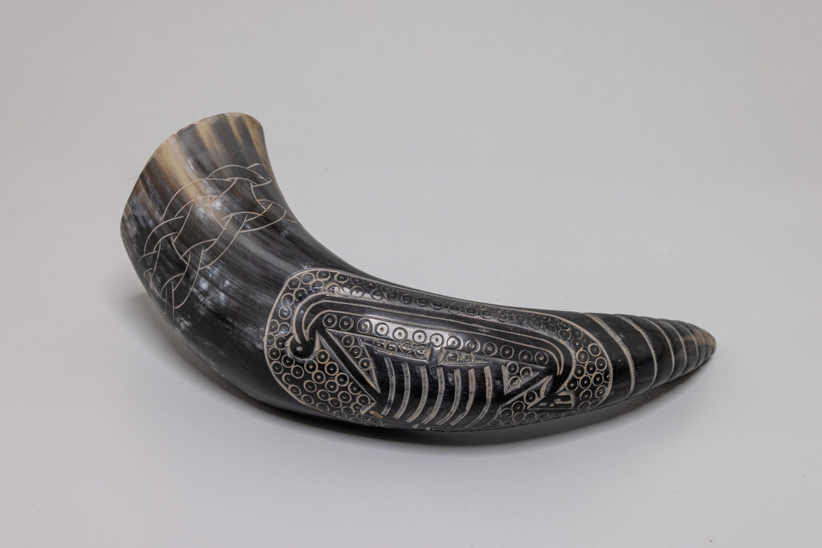 Natural Drinking Horn – Norse Longship Design