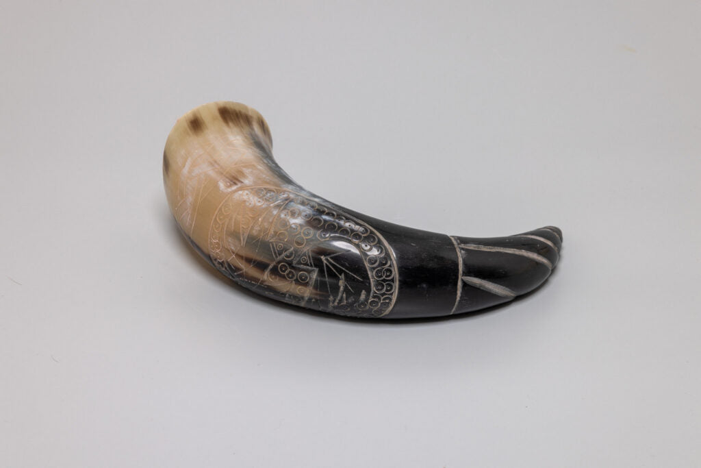 Natural Drinking Horn - Huginn and Muninn Design