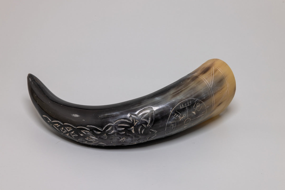 Natural Drinking Horn – Norse Compass and Knotwork Design