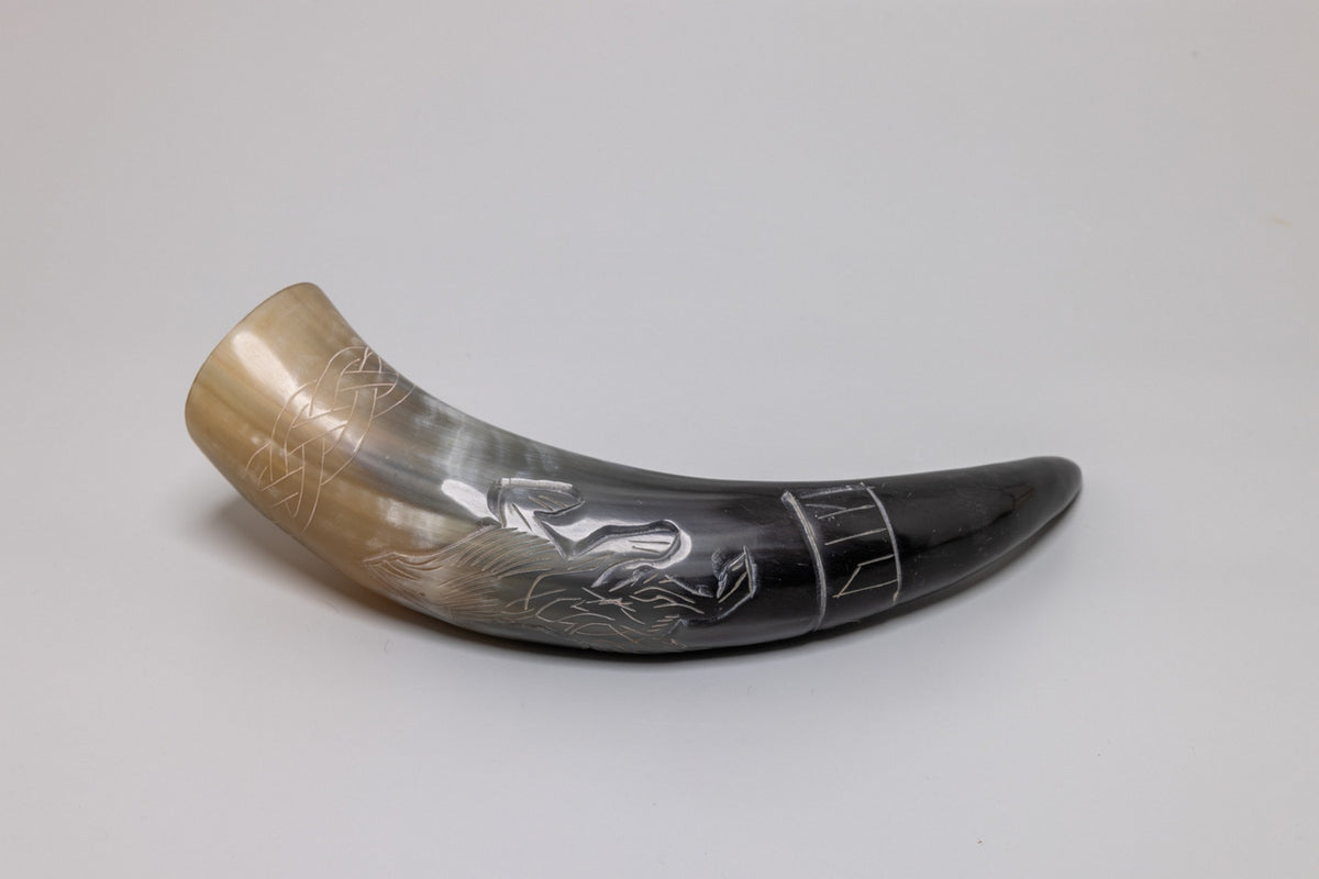 Natural Drinking Horn - Fenrir (Wolf) Design