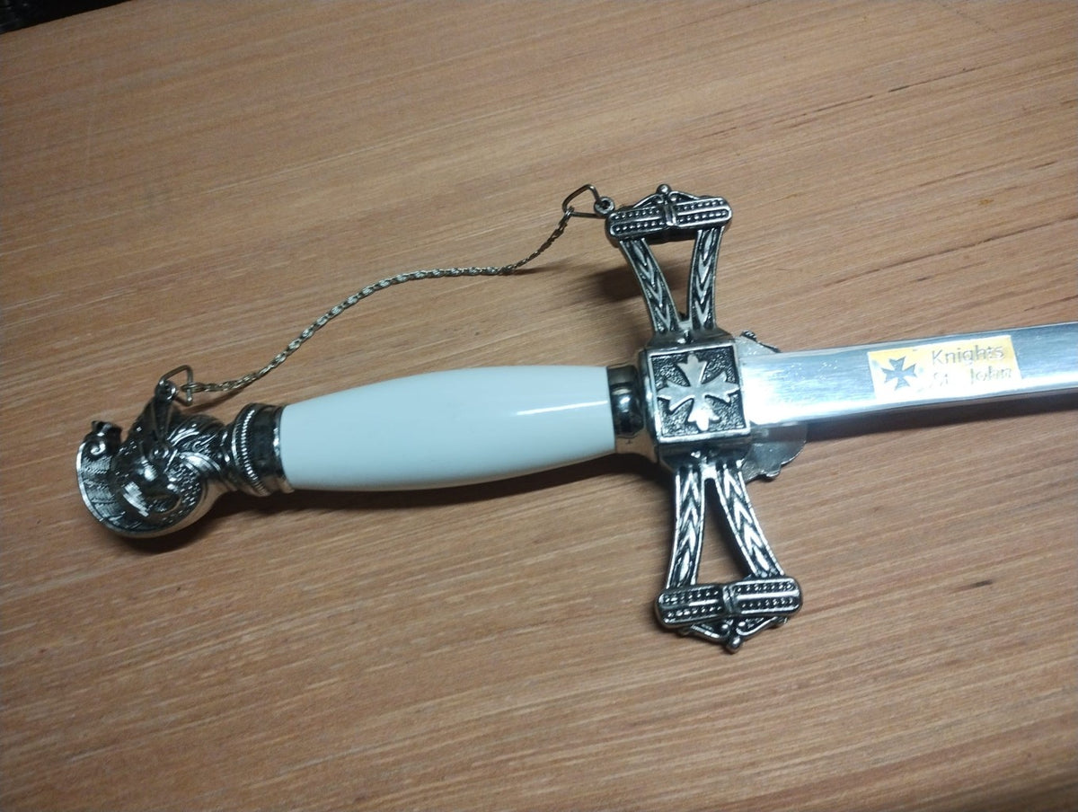Knights of St John Silver and White Masons Sword - Grade B - 50% off
