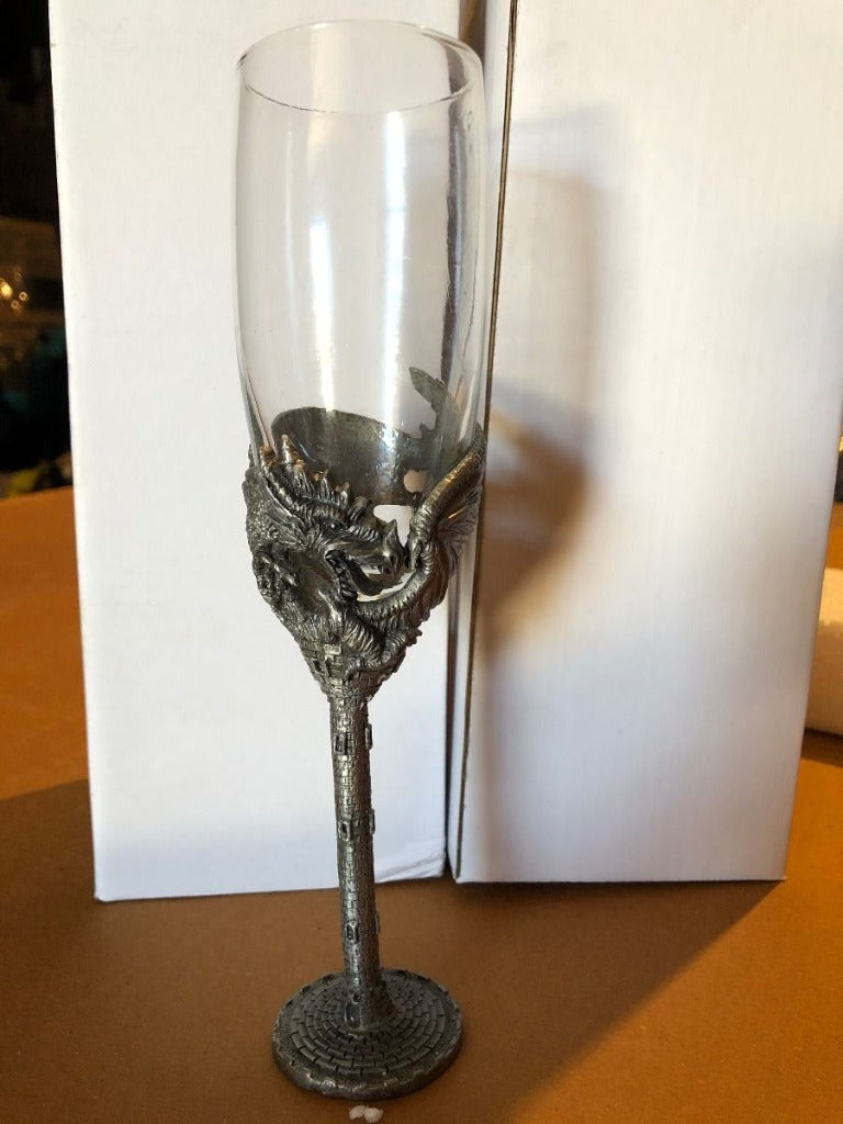Dragon on Castle Pewter Glass