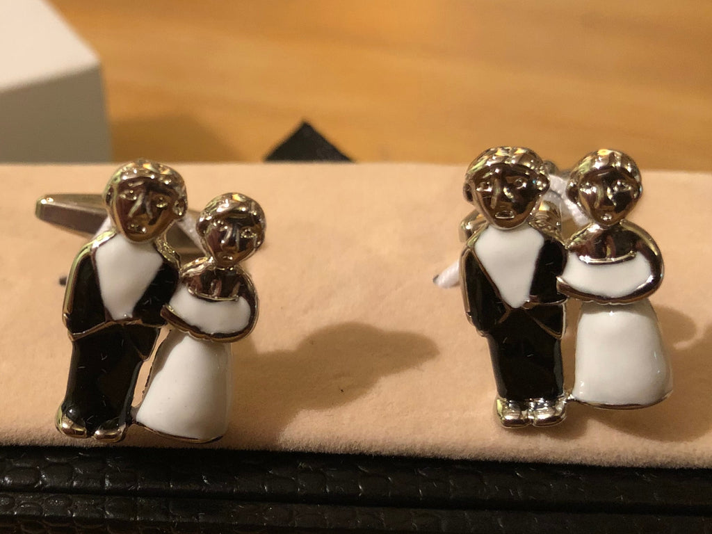 Cufflink Pair in Box Wedding Couple