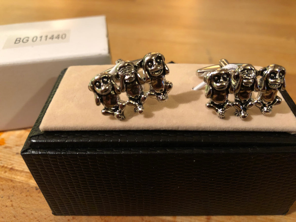 Cufflink Pair in Box Cute Monkeys
