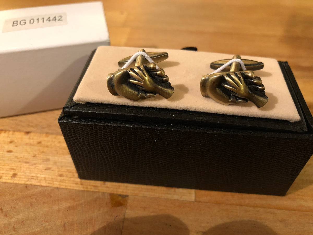 Cufflink Pair in Box Baby holding Dad's hand