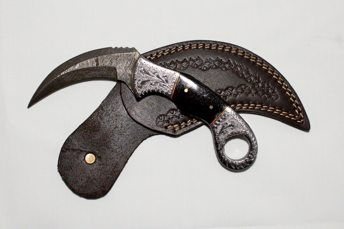 Onyx and Silver Damascus Karambit