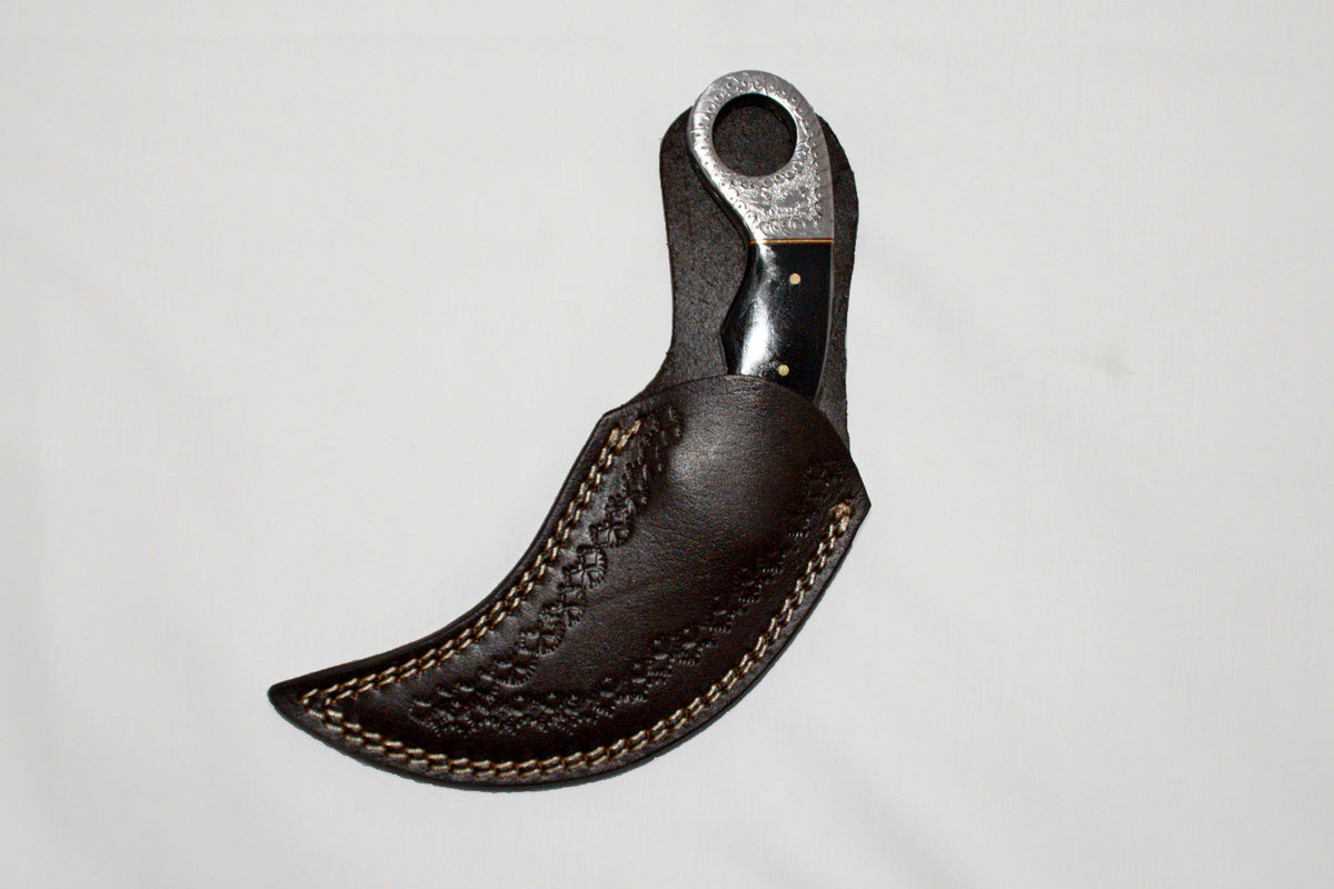 Onyx and Silver Damascus Karambit