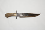 Handmade Stag Handle Bowie with handstitched leather sheath