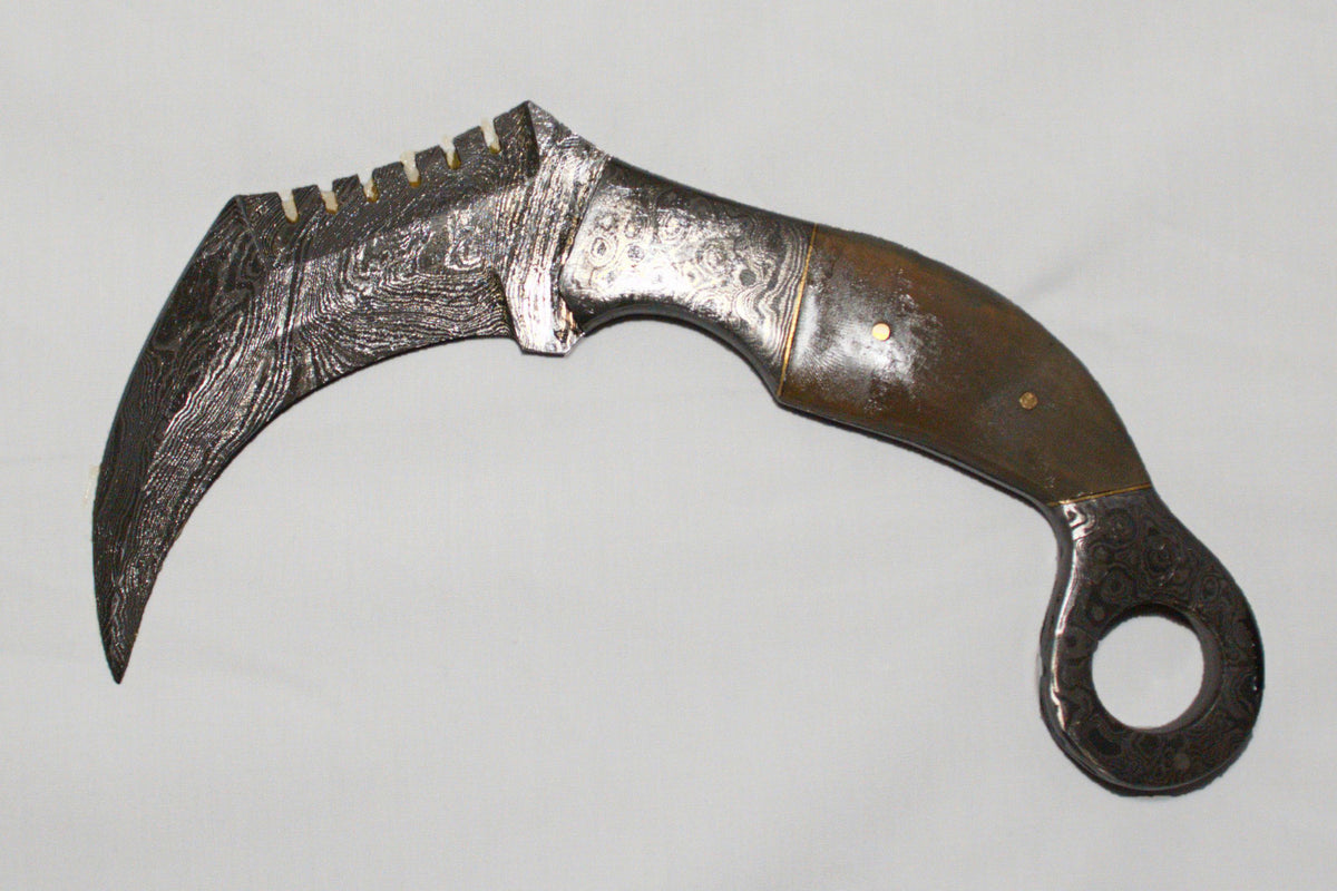 Bone Pearl Handle Damascus Karambit