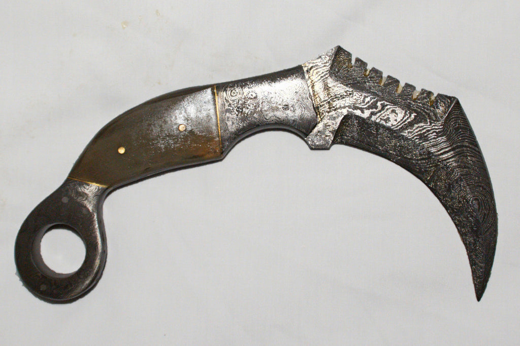 Bone Pearl Handle Damascus Karambit