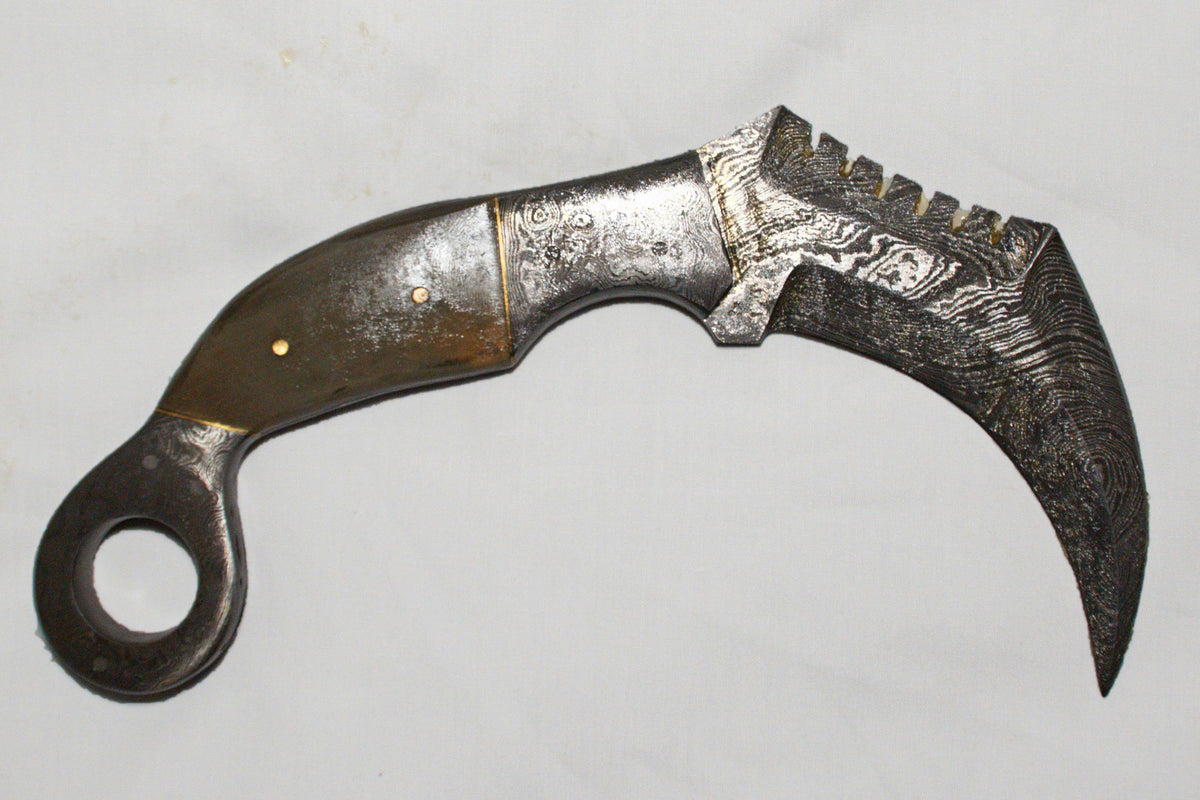 Bone Pearl Handle Damascus Karambit