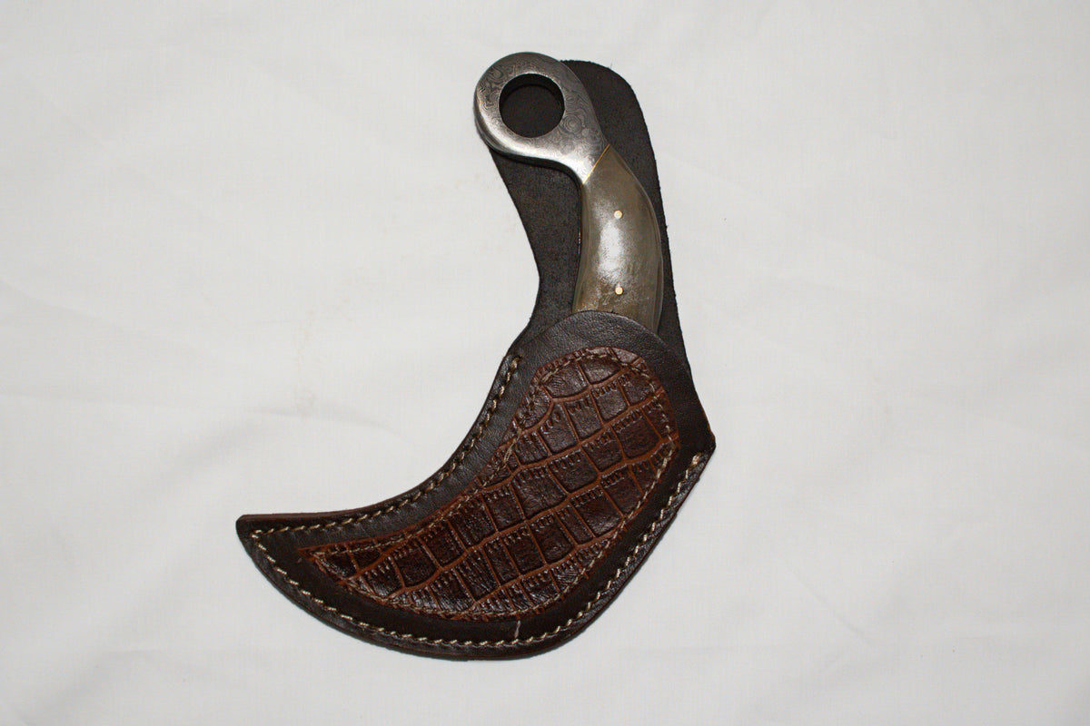 Bone Pearl Handle Damascus Karambit