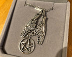 Pentagram with Wings Pagan Pendant in Box
