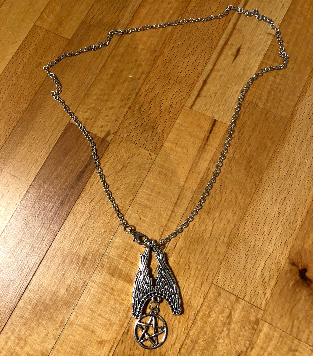 Pentagram with Wings Pagan Pendant in Box