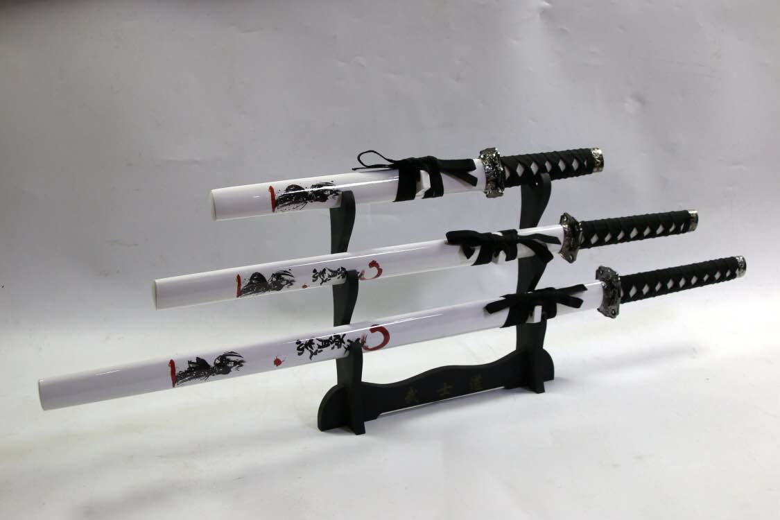 White with Black Handle and Black and Red Writing 3 set