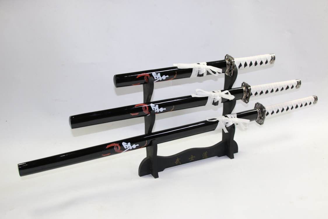 Black with White Handle and Black and Red Writing 3 set