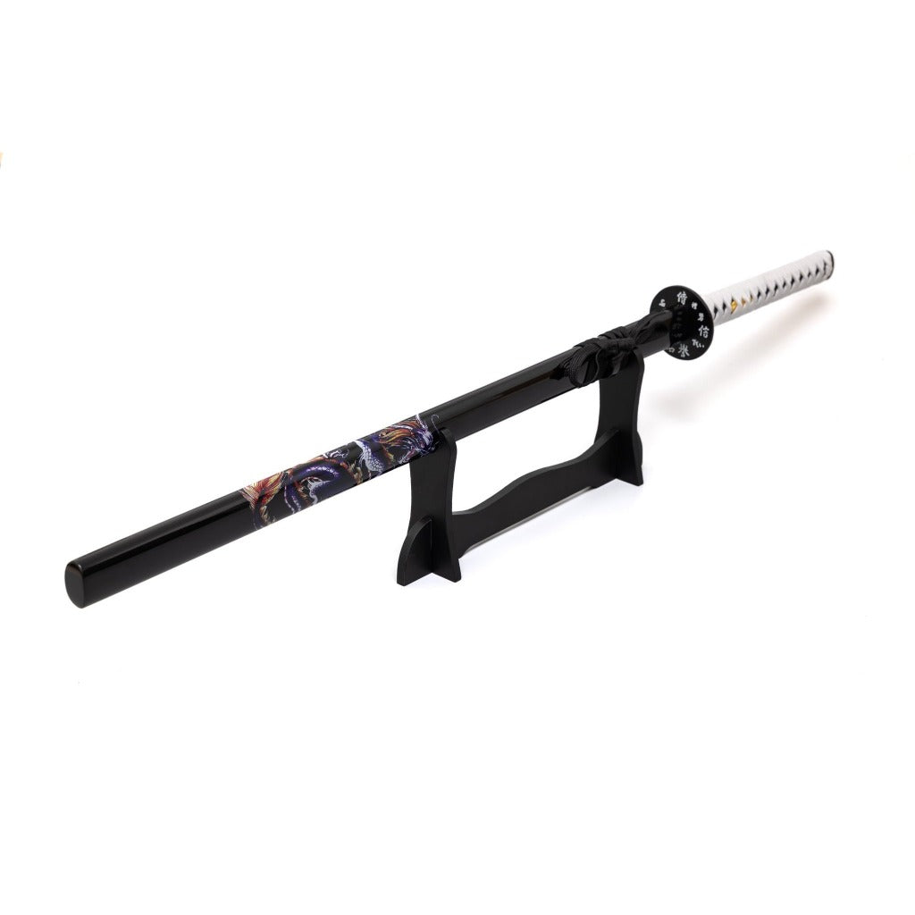 Black Katana with Blue Dragon