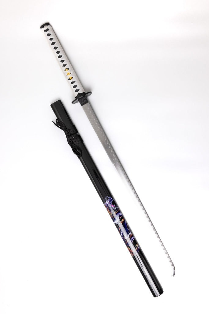 Black Katana with Blue Dragon