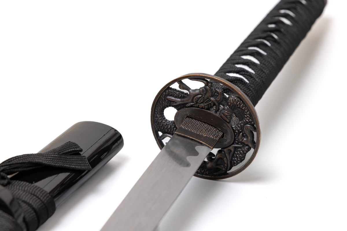 Black Katana with Golden Dragon