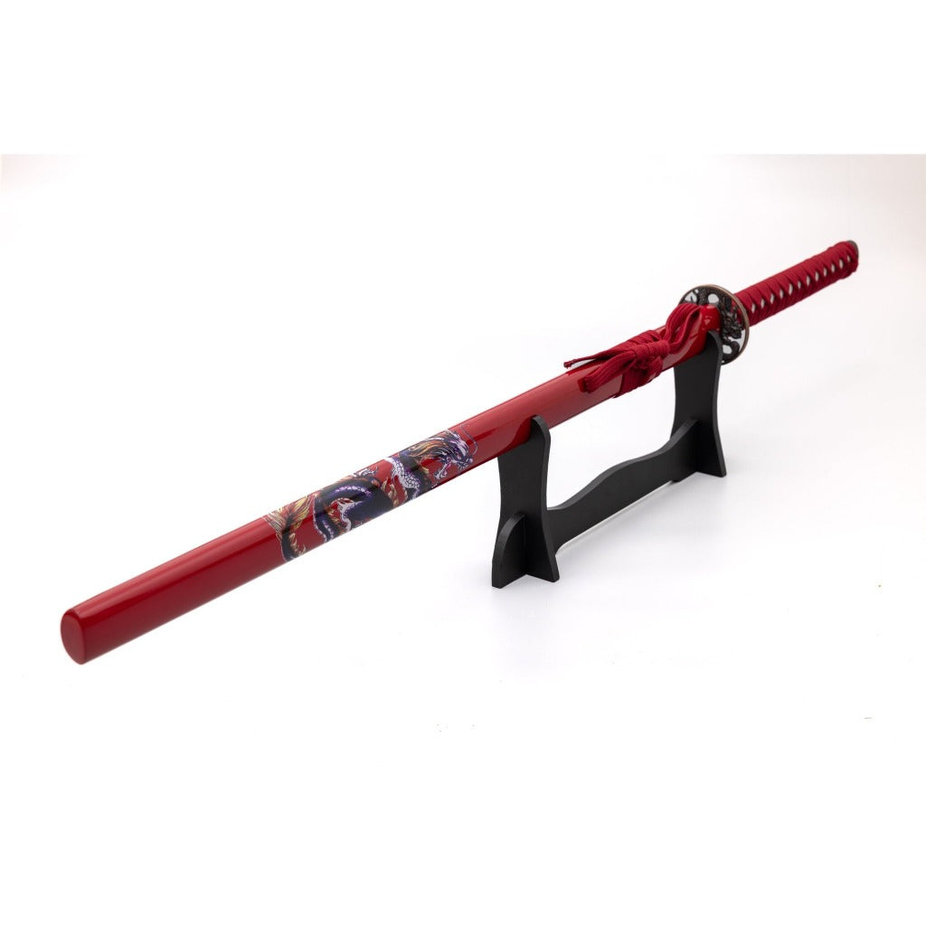 Red Katana with Blue Dragon