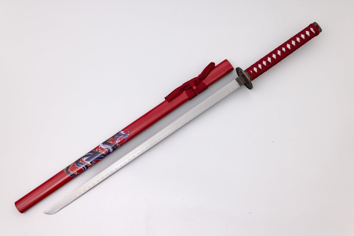 Red Katana with Blue Dragon