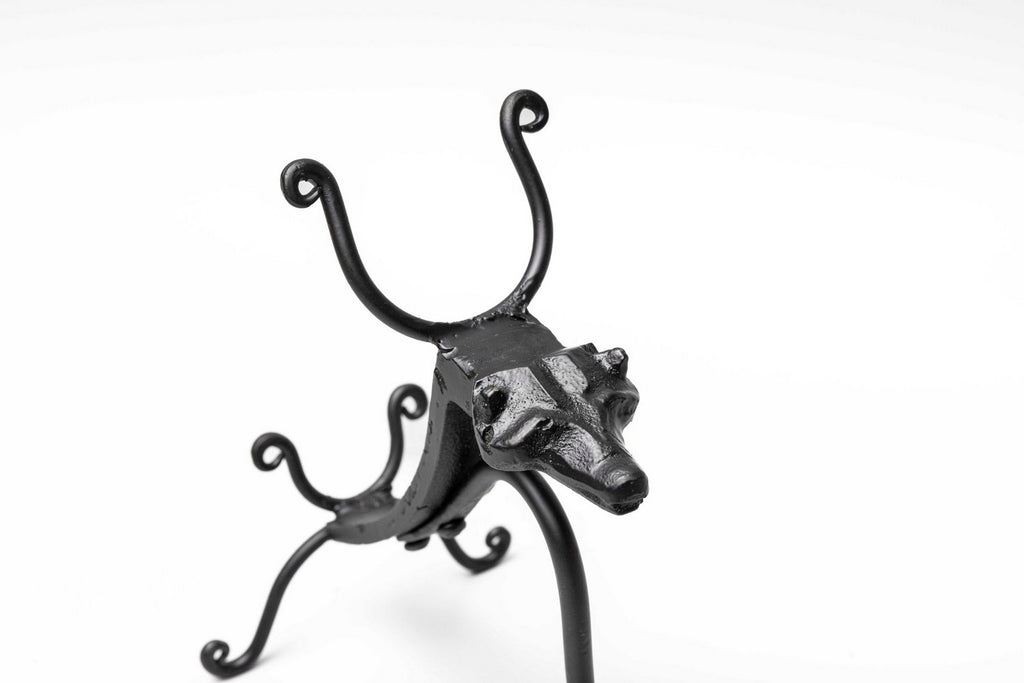 Wolf Head Cast Iron Horn Stand