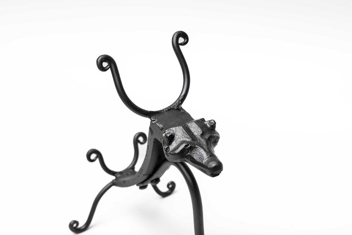 Wolf Head Cast Iron Horn Stand