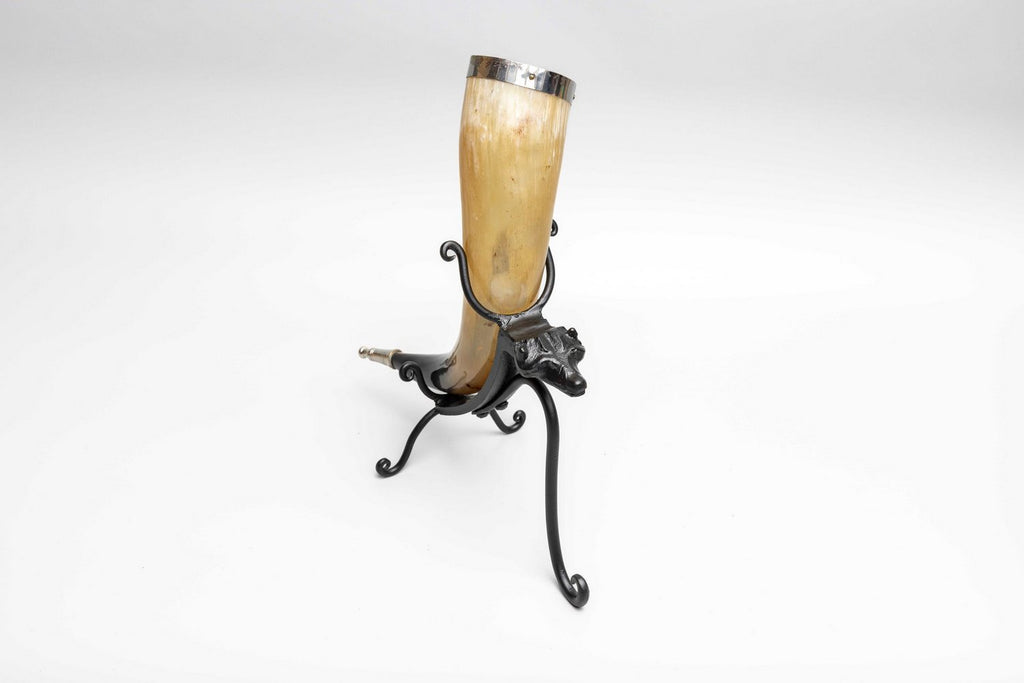 Wolf Head Cast Iron Horn Stand