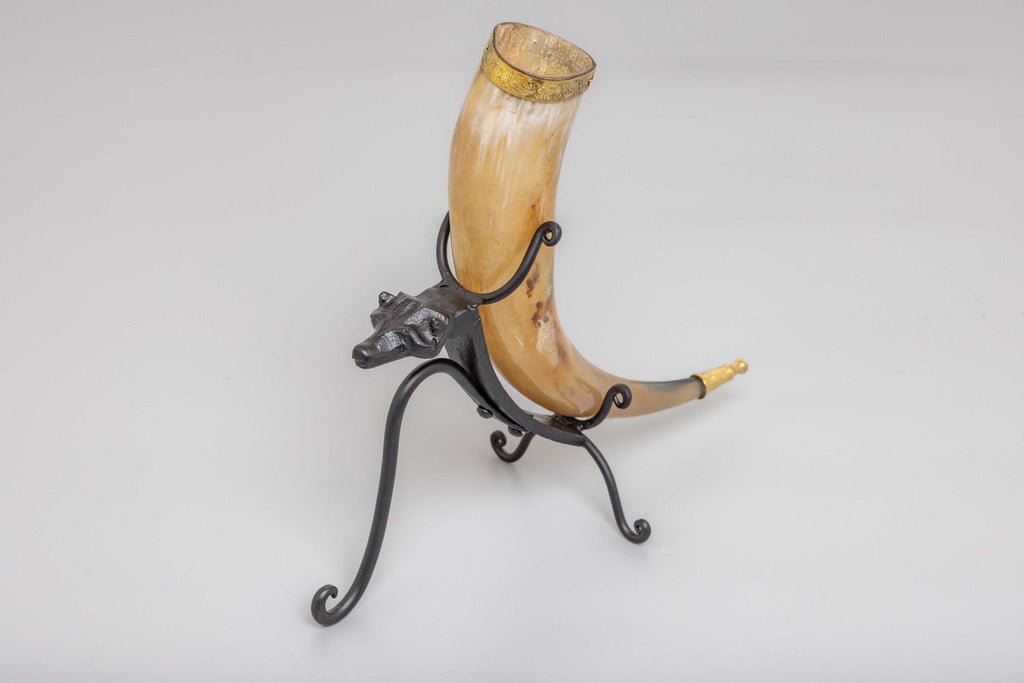 Wolf Head Cast Iron Horn Stand