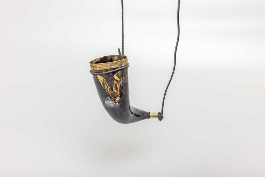 'V' for Viking Drinking Horn with Leather Strap