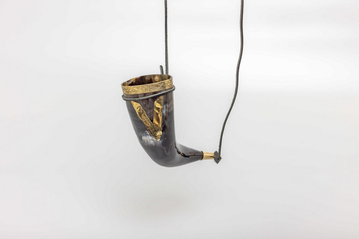 'V' for Viking Drinking Horn with Leather Strap