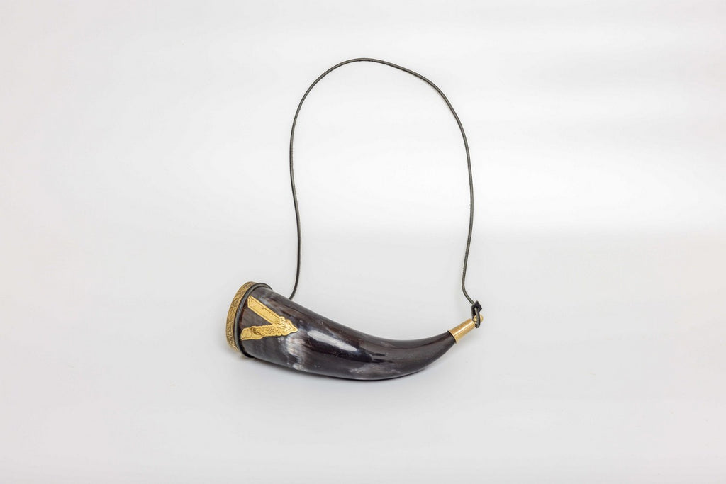 'V' for Viking Drinking Horn with Leather Strap