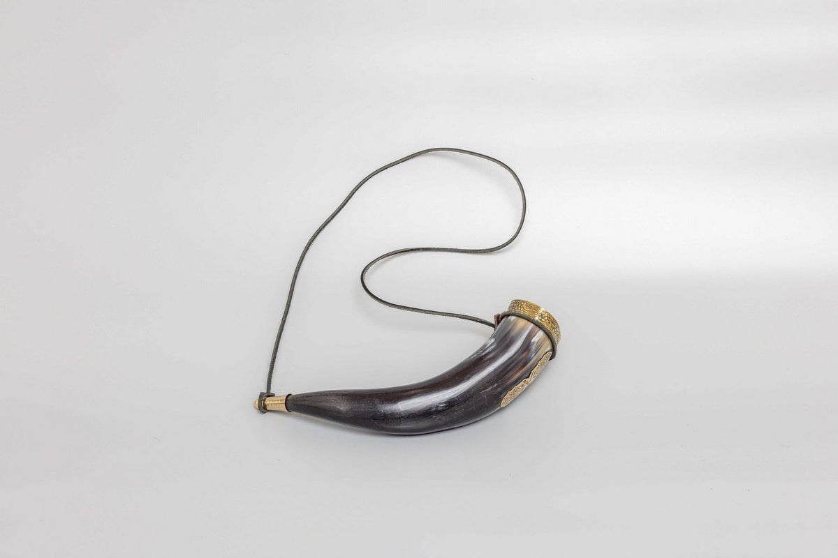 Viking Style Drinking Horn with Leather Shoulder Strap