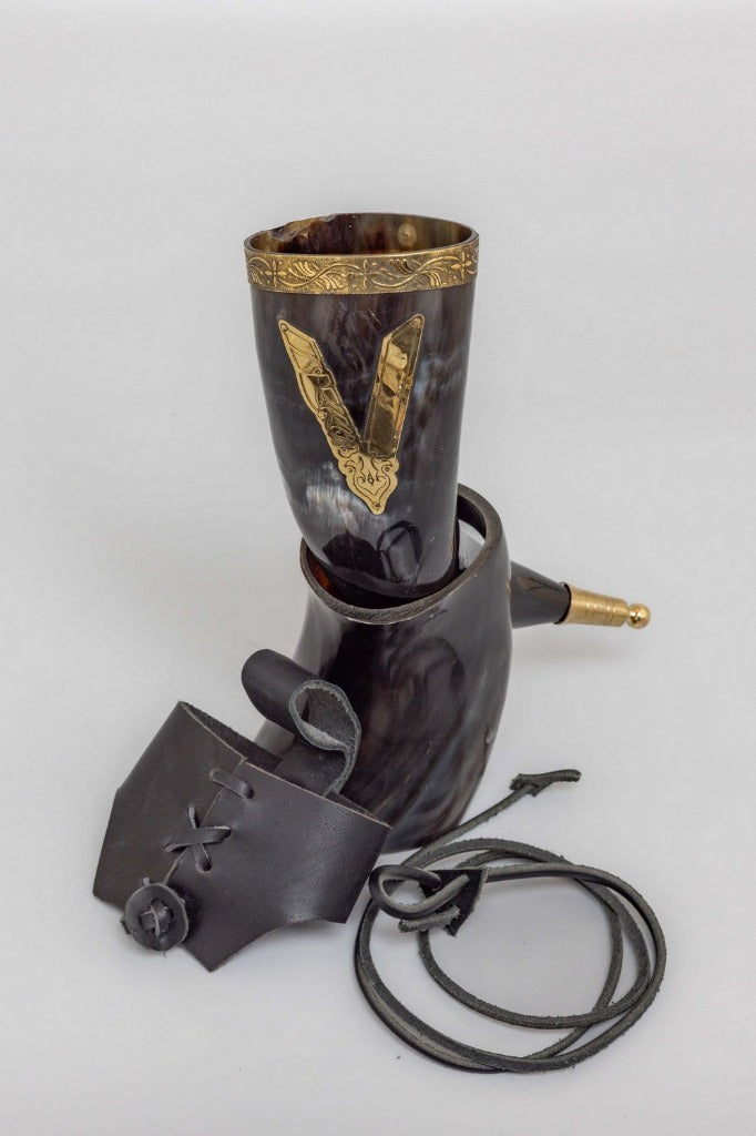 'V' for Viking Drinking Horn with All Accessories