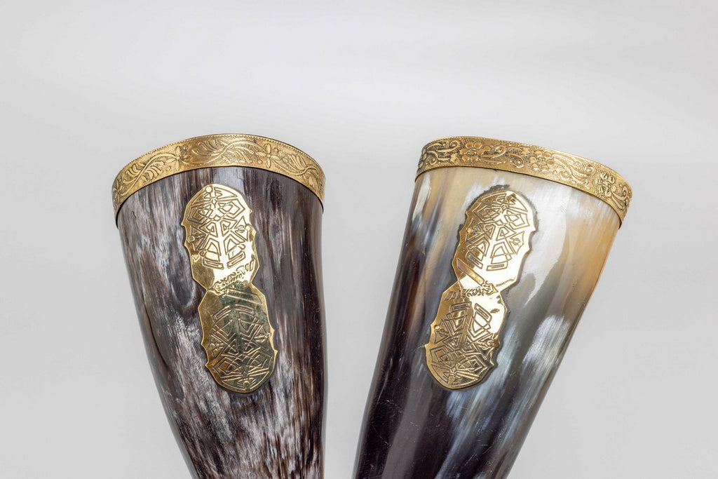 Viking Style Drinking Horn with Leather Shoulder Strap