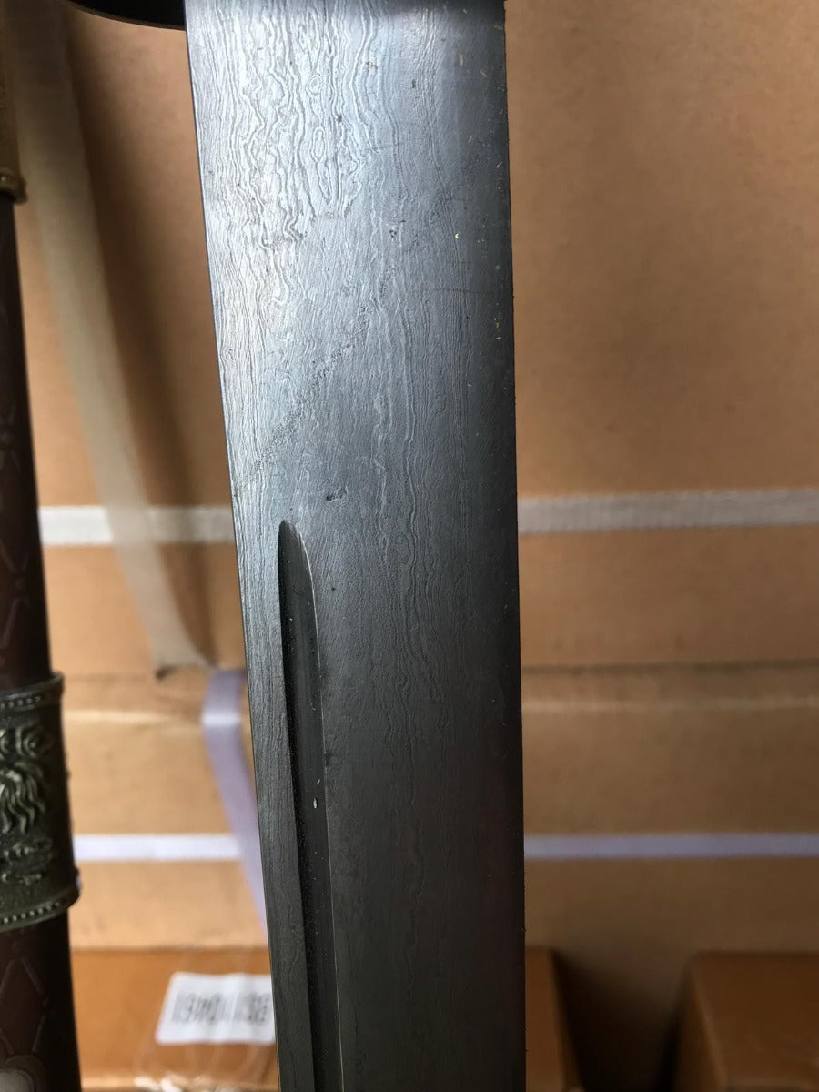 Antiqued Damascus Officers Tanto