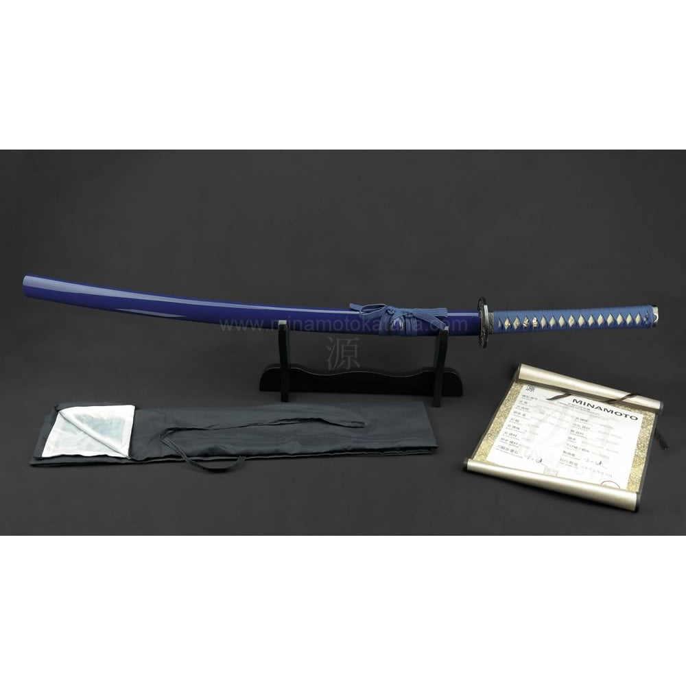 'Warriors Rage in Blue' Katana in 1060 Clay Tempered