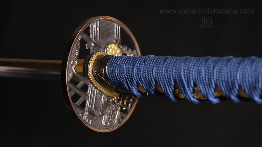 'Warriors Rage in Blue' Katana in 1095 Clay Tempered