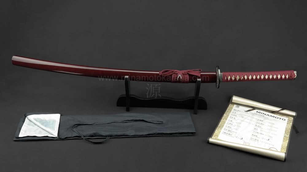 'Warriors Rage in Red' Katana in 1060 Clay Tempered