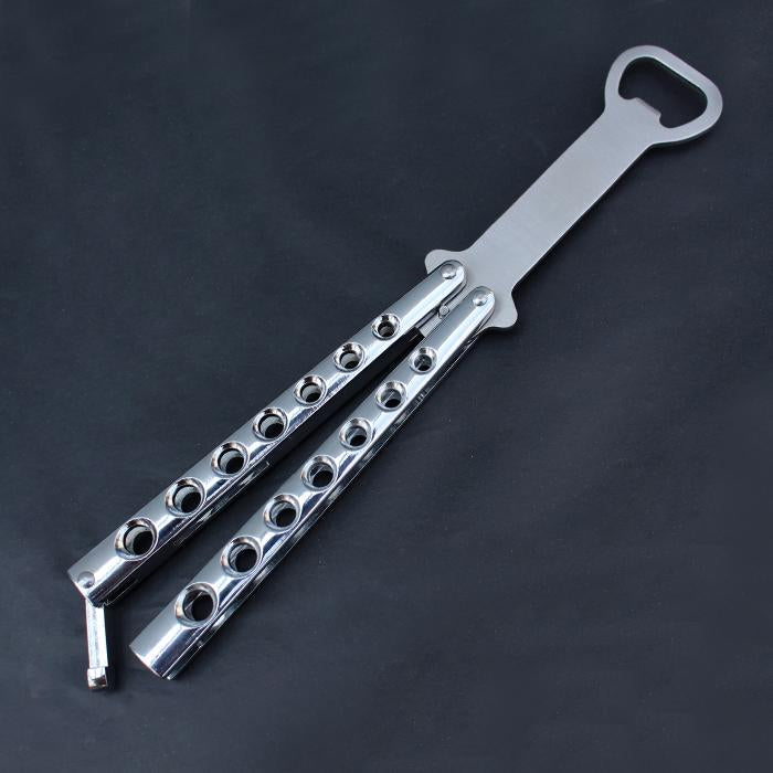 Silver Balisong Bottle Opener