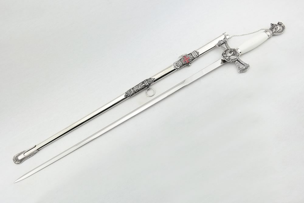  Knights of St John Silver and White Masons Sword