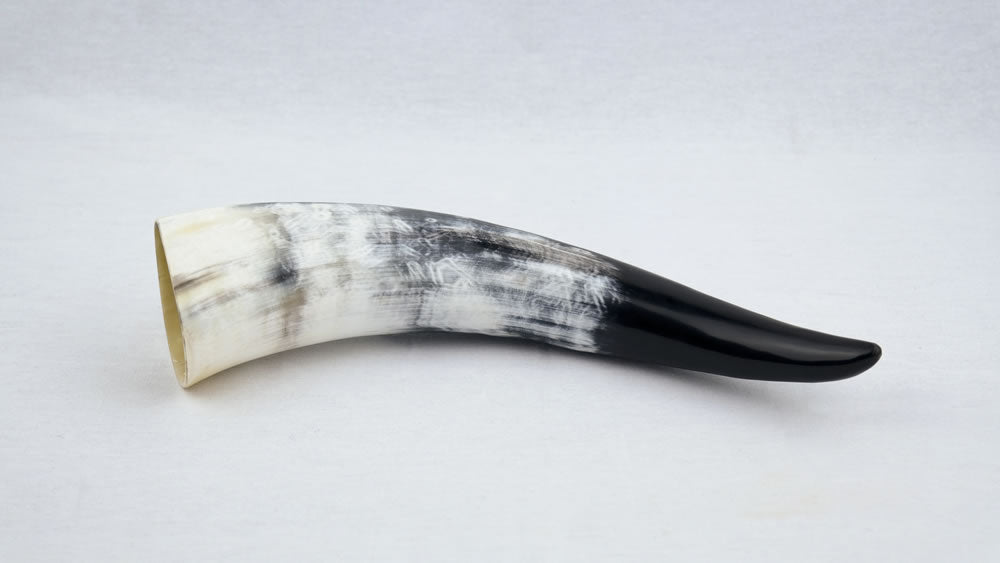 Genuine Horn Drinking Horn with Leather Belt Frog
