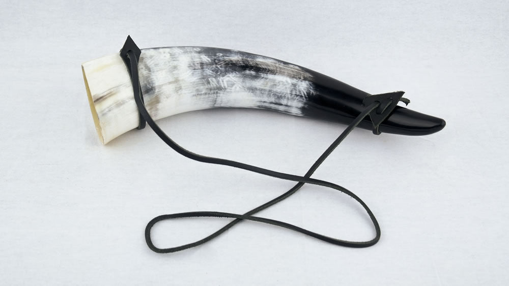 Genuine Horn Drinking Horn with Leather Strap
