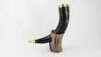 Horn with Metal Fittings and Natural Horn Table Stand