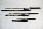 Set of 3 Golden Dragon Samurai Swords on Stand